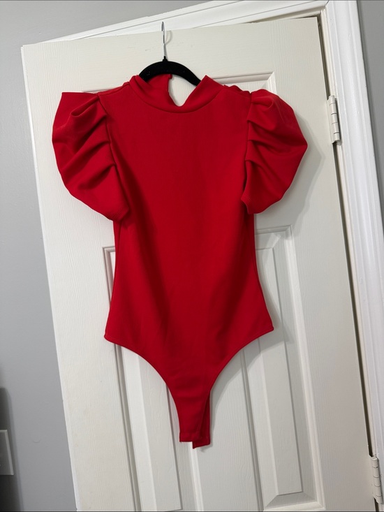 TCEC Tops - TCEC Red Puff-Sleeve One-Piece Bodysuit